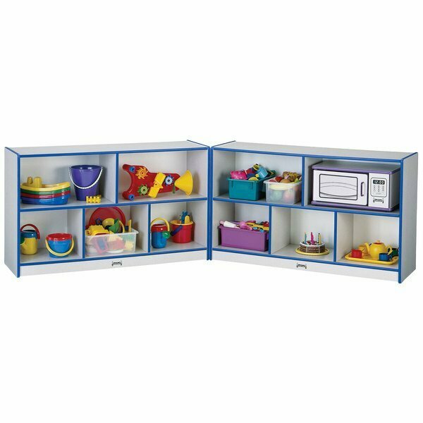Rainbow Accents Mobile 10-Section Storage Cabinet, 96'' x 15'' x 29 1/2'', Blue TRUEdge, Freckled-Gray Laminate. 5310292003